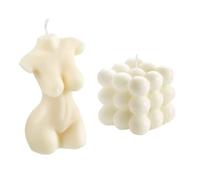 2 PCS Bubble Cube Candles and Female Body Shaped Candle,Handmade Soy Wax Scented Candle,Bedroom Bathroom Home Aesthetic Decor Candle (White)