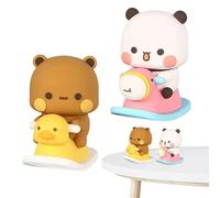 2 PCS Bubu Dudu Bobblehead, Sweet Lovely Panda Figure, Bear Kawaii Car Decorative Ornament, Statue Panda Figurine, Collectible Table Decoration for Car Decoration, Office Desk, Room Decoration