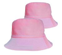 2 Pcs Bucket Hat Women Men Anti-UV Beach Sun Summer Sunscreen Outdoor Foldable Portable Fisherman Cap For Unisex(Pink)