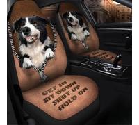 2 Pcs Bucket Seats Covers Comfortable Front Seats Cushion Cover Dirty-Proof Car Seat Protector Universal Fit Suv Car Mpv Angry Border Collie Get In Sit Down Shut Up Hold On