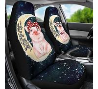 2 Pcs Bucket Seats Covers Dirty-Proof Front Seats Cushion Cover Absorbent Sweat Car Seat Protector Universal Fit Sedan Mpv Suv Pig I Love You To The Moon