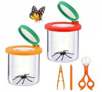 2 PCS Bug Magnifying Insect Box, Bug Catcher Kit for Kids, Portable Insect Observation Box, Insects Catching Kit with Magnifying Glass Boxs for Kids Science Nature Exploration Toys Girls B