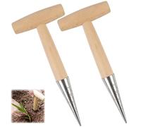 2 Pcs Bulb Planter and Dibber for Planting Seeds, Garden Tool with Ergonomic T-Handle, Precision Seed Sowing and Bulb Planting, Two-Piece Set for Flower Beds and Vegetable Gardens