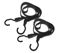 2 Pcs Bungee Cords With Hooks, 90cm Adjustable Bungee Straps, Black Anti-slip Flat Elasticity Rubber Straps for Trucks, Camping, Bike Racks & Outdoor Gear