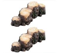 2 Pcs Burlywood Miniature Resin Stump Micro Landscape Fairy Garden Ornament Mini Doll House Outdoor Landscape Decor Outdoor Statues, Decorative Gnomes for Home and Terrarium Resin Figurines Decor