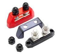 2 pcs Busbar Dual Studs Terminal Power Distribution Block Post Ring Terminals Pair Red Black 12V 150A Electrical Connector for Car Truck Boat Trailer