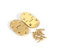 2 PCS Butler Tray Hinge, Solid Brass Round Edge Flap Hinge with Screws, Furniture Hardware for Folding Table Drop Leaf Desk Cabinet Bureau Flip Top Box