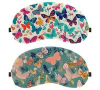 2 PCS Butterfly Blue Background Sleep Mask for Back and Side Sleeper, 100% Light Blocking Eye Mask, Adjustable & Breathable Sleeping Eye Cover, Zero Eye Pressure