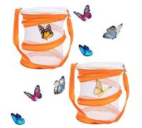 2 PCS Butterfly Net,Butterfly Cage, Butterfly Kit, Stick Insect Enclosure, Caterpillar To Butterfly Kit, Portable Butterfly Mesh For Kids Insects Catching Science Education(Orange)