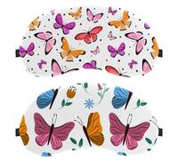 2 PCS Butterfly White Background Sleep Mask, Eye Mask for Men Women, No Pressure Night Eye Cover, Breathable Sleeping Eye Mask, Light Blocking