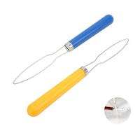 2 Pcs Button Hooks, One Hand Button Hook Helper,Stainless Steel Wire Loop Pull Through Plastic Buttoning Tools, for Men Women Elderly Fastening (Random Colors)