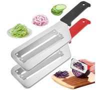 2 PCS Cabbage Slicer,Cabbage Shredder Stainless Steel Blade Cabbage Slicer Shredder Skidproof Cabbage Slicer Double-Layer Cabbage Shredded for Vegetable and Fruit Black & Red