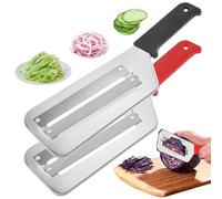 2 PCS Cabbage with Stainless Steel Blade, Skidproof Double-Layer Cabbage Slicer for Vegetables and Fruit, Black & Red