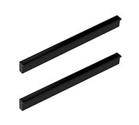 2 Pcs Cabinet Door Handles Black Kitchen Handle Modern Aluminium Drawer Pulls Cupboard Handles Furniture Handles with Screw Dressers Handles for Wardrobe Door Hardware (Hole Distance:96mm)