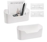 2 Pcs Cabinet Door Organiser with 2 Adhesive Pad, Under Sink Plastic Organizer, No Drilling File Holder for Mail Magazine, Self Adhesive Wall Mounted Storage Box for Bathroom, Pantry, Office, Kitchen