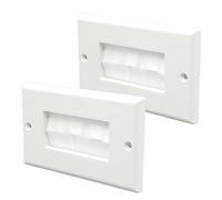 2 Pcs Cable Brush Plate, Xiciki White Brush Wall Plate, Double Gang Faceplate Brush Plates, Tidy Mount Face Plate Wall for Wires and Cable Access, 11.2 x 7 CM