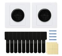 2 PCS Cable Entry Cover Plate, Wall Cable Hole Brush Faceplate for Covering Outlets and Tidying Wires, with 10 PCS Adhesive Hook and Loop Cable Ties