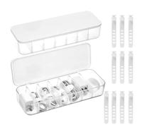 2 Pcs Cable Management Box with Lid, 7 Compartment Data Tidy, Plastic Storage Box for Charger Organiser, Desk Wire TID（Transparent with 10 Cable Ties）
