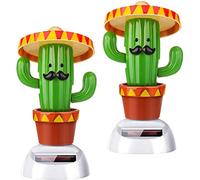 2 Pcs Cactus Solar Dancing Toy Energy Saving Dancing Dolls Swinging Animated Bobble Dancer for Car Office Home Desk Decor