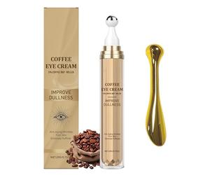 2 Pcs Caffeine Eye Cream for Dark Circles with Massage Stick, Eye Serum with 360° Massage Ball Reduce Bags Wrinkles and Fine Lines 20ml