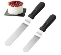 2 Pcs Cake Palette Knife Baking, Pallet Knife for Cake Decorating, Icing Palette Knives with 2 Size Stainless Steel Blades and Durable PP Plastic Handles, Angled Offset Spatula for Kitchen Bakery