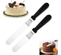 2 PCS Cake Palette Knife Set - Stainless Steel Angled Icing Spatula for Cake Decorating, 6 & 8 Inch Pallet Knife for Frosting, Baking, Pastries, Cupcakes & Precision Cake Tools