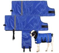 2 PCS Calf Goat Blanket Jacket, Thick Calf Goat Coat for Winter, Oxford Cloth Warming Blanket, Double Sided Waterproof, Windproof Livestock Blanket for Cold Weather (Blue)