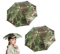 2 Pcs Camouflage Umbrella Hat With Elastic Band for Adults Kids - Outdoor Folding Head Cover for Golf, Camping, Gardening, Festival
