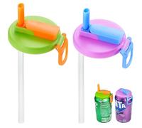 2 Pcs Can Cover With Straw,Soda Can Lids With Straw Can Covers With Straws,Soda Can Lids For Drinks Cans Reusable Drinks Supplies Fit, Drink Lid for Fits Standard Fizzy Drinks, Juice, Canned Beverages