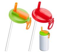2 PCS Can Covers with Straws Can Lids for Fizzy Drinks Reusable Silicone Straw Soda Can Lid Soda Can Lids with Straw Can Cover with Straw Can Lids for Soda Beverages Juice Soda (Red Green Orange)
