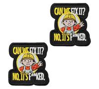 2 PCS Can We Fix It - Funny Meme Patches Tactical Embroidered Emblem Applique Hook and Loop Patches for Armband,Jacket,Pants,Coat,Biker,Pouch,Clothes,Bag,Backpack,Vest,Hat,Uniforms