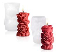 2 Pcs Candle Moulds for Candle Making, 3D Rose Silicone Moulds for Candle Making Handmade Soap Aromatherapy Fondant Cake Decoration DIY Craft Home Decor