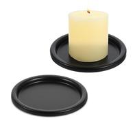 2 PCS Candle Plates and Trays Candle Dish Black Iron Plate Candles Holder Decorative Pillar Candles Holder Plate for Incense Cones Spa Weddings (3.86" D X 0.28" H)