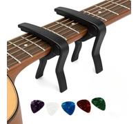 [2 PCS] Capo Capo Acoustic Guitar Classical Flamenco Spanish Black with 5 Picks Professional Aluminum Alloy Quick Repositioning Ukulele Guitars Accessories Clean Sound