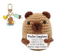 2 PCS Capybara Gift Set, Emotional Support Animals with Crochet Keychain, Ideal for Animal Lovers , Thoughtful Gifts for Birthday Occasions and Office Decor, Portable Emotional Support Companion