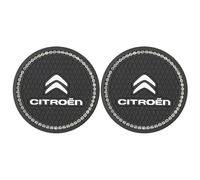 2 Pcs Car Badge Coasters Holder Silicone Anti Slip Coaster Insert Cup Mat, for Citroen C1 C2 C3 C4 C5 Elysee-accessoires Non-Slip Cup Holder Insert Interior Accessories