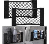 2 Pcs Car Boot Storage Net for Mazda CX-30 2019-2024 | Multipurpose Adhesive Mesh Cargo Net, Elastic String Storage Mesh Bag, Car Storage Net for for Bottles, Groceries (40X25cm)