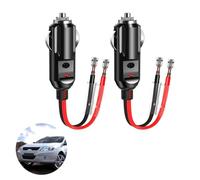 2 PCS Car Cigarette Lighter Male Plug with Leads, Cigarette Lighter Adapter Car replacement 12V / 24V Cigarette Lighter Plug 15CM Leads 16A Fuse Protection with LED for Motorcycle Car Camper