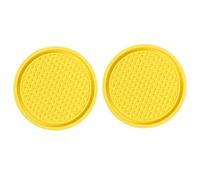 2 Pcs Car Coasters for Kia Carnival/Sedona 2002-2006, Round Cup Holder Coaster Center Console Drink Mats Anti-Slip Shockproof Interior Accessories,F/Yellow