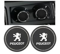 2 pcs Car Cup Coaster for Peugeot 3008 II SUV 3008 GT 2016 2017 2018-2025 - Silicone Center Console Cup Holder Insert Cup Mat - Anti Slip Dustproof Cup Pad for Men Women,Black
