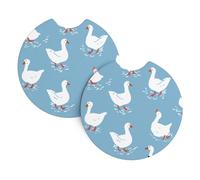 2 Pcs Car Cup Holder Coaster, 2.75 Inch Adorable White Geese Cute Animals | Anti-Slip Car Coasters for Cup Holders, Shockproof Cup Holder Insert Car Accessories Interior for Car SUV