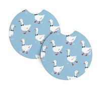 2 Pcs Car Cup Holder Coaster, 2.75 Inch Cartoon White Geese Cute Animals | Anti-Slip Car Coasters for Cup Holders, Shockproof Cup Holder Insert Car Accessories Interior for Car SUV