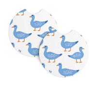 2 Pcs Car Cup Holder Coaster, 2.75 Inch Cute Cartoon Blue Geese Pattern | Anti-Slip Car Coasters for Cup Holders, Shockproof Cup Holder Insert Car Accessories Interior for Car SUV