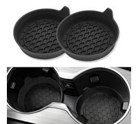 2 Pcs Car Cup Holder Coasters, 3.15in Silicone Non-Slip Car Coasters, Black Universal Vehicle Cup Recessed Mats, Waterproof Non-Slip Sift-Proof Spill Holder Car Interior Accessories