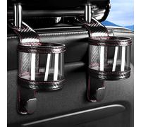 2 PCS Car Cup Holder for VW Amarok Caddy Taro Teramont, Portable Seat Cup Holder with Hooks Car Drinks Holder Multifunctional Cup Stand Car Seat Cup Cup Holder, C Black Carbon Fiber