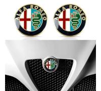 2 pcs Car Emblem Badge Stickers, For Alfa Romeo 147 156 159 166 Giulietta Mito Stelvio Giulia, Hood Decoration Decals, Front Bumper Grille Modification Accessories