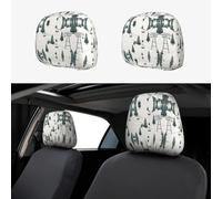 2 PCS Car Headrest Cover Personalize Stretch Breathable Car Seat Headrest Protector Universal Auto Head Rest Covers Auto Accessories Ski Lift With Fir Tree Headrest Cover for Cars Sedans Vans Trucks