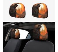 2 PCS Car Headrest Cover Personalize Stretch Breathable Car Seat Headrest Protector Universal Auto Head Rest Covers Auto Accessories Howling Wolf and Moon Headrest Cover for Cars Sedans Vans Trucks