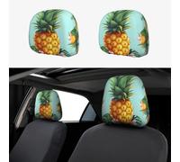 2 Pcs Car Headrest Covers Elastic Breathable Anti Dirt Soft Headrest Protectors Non-Slip Tropical Pineapple Universal Fit Truck SUV Car