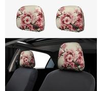 2 PCS Car Headrest Covers Soft Breathable Car Head Rest Covers Protector Japanese Floral Cherry Blossom Headrest Covers for Cars Seat Headrest Covers for Trucks SUV Universal Interior Cars Accessories
